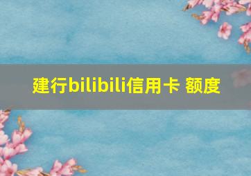 建行bilibili信用卡 额度